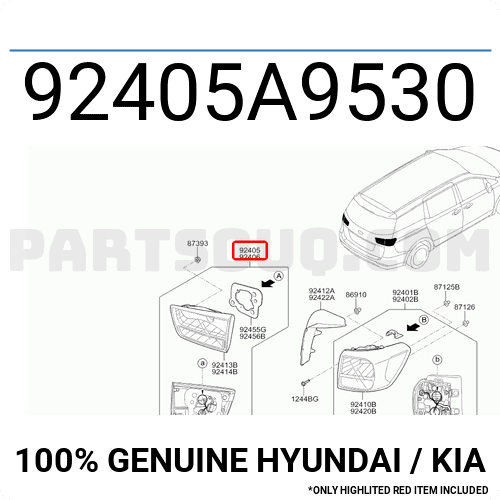 Đèn Hậu Miếng Trong Trái Kia Carnival Mã phụ tùng 92405A9530