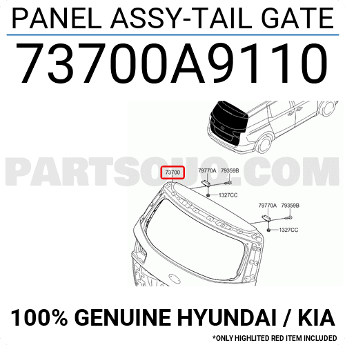 Cửa Hậu Kia Carnival Mã phụ tùng 73700a9110