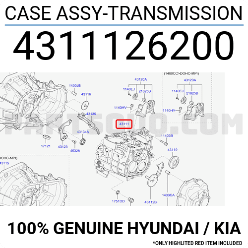Vỏ Hộp Số Miếng Giữa 6Mt Kia Rio Mã phụ tùng 4311126200