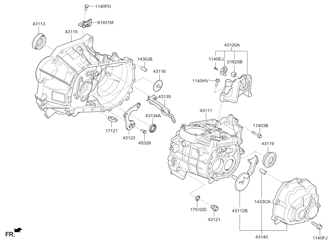 Vỏ Hộp Số Miếng Giữa 6Mt Kia Forte / Cerato Mã phụ tùng 4311126201