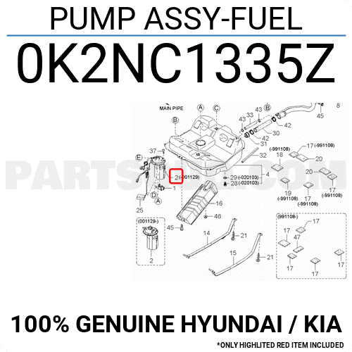 Cụm Bơm Xăng Không Cảm Biến Kia Spectra Mã phụ tùng 0K2NC1335ZA
