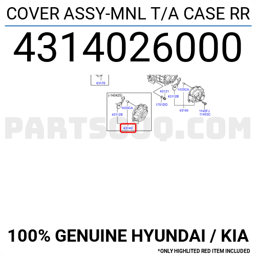 Vỏ Đuôi Hộp Số Mt Kia Forte / Cerato Mã phụ tùng 4314026200