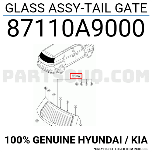 Kính Cửa Hậu Kia Carnival Mã phụ tùng 87110A9000