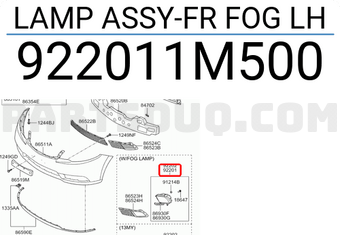 Đèn Gầm Trái Có Led Kia Forte / Cerato Mã phụ tùng 922011m500