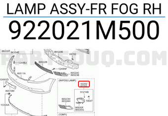 Đèn Gầm Phải Kia Forte / Cerato Mã phụ tùng 922021m500