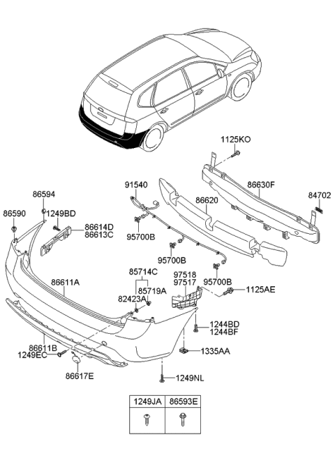 Cản Sau Kia Carens / rondo Mã phụ tùng 866111D000