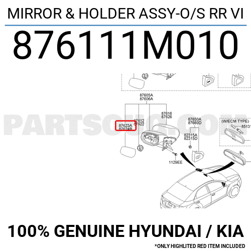 Mặt Gương Trái Kia koup Mã phụ tùng 876111M010