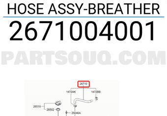 Ống Hơi Mặt Máy Kia Morning / Picanto Mã phụ tùng 2671004001
