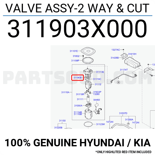 Van Điều Áp Bơm Xăng Kia K3 Mã phụ tùng 311903X000