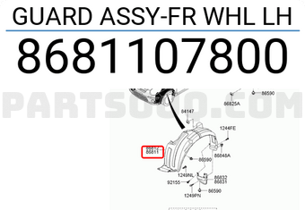 Lòng Dè Chắn Bùn Trước Trái Kia Morning / Picanto Mã phụ tùng 8681107800