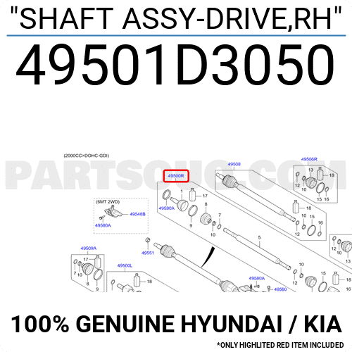 Cây Láp Phải Kia Sportage Mã phụ tùng 49501D3050