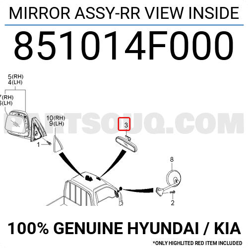 Gương Trong Xe Kia Bongo OEM 851014F000-OE