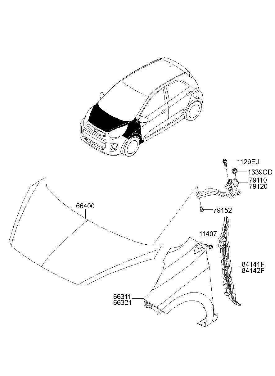 Tai Xe - L Kia Morning / Picanto Mã phụ tùng 663111Y010