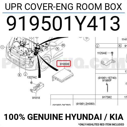 Nắp Hộp Cầu Chì Tổng Đầu Xe Kia Morning / Picanto Mã phụ tùng 919501Y413