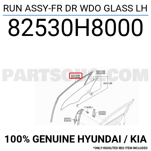 Gioăng Trượt Kính Trước Trái Kia Rio Mã phụ tùng 82530H8000