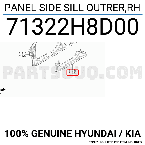 Ốp Babule Phải Kia Rio Mã phụ tùng 71322H8D00
