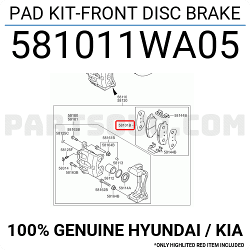 Má Phanh Trước Kia Forte / Cerato OEM 581011WA05