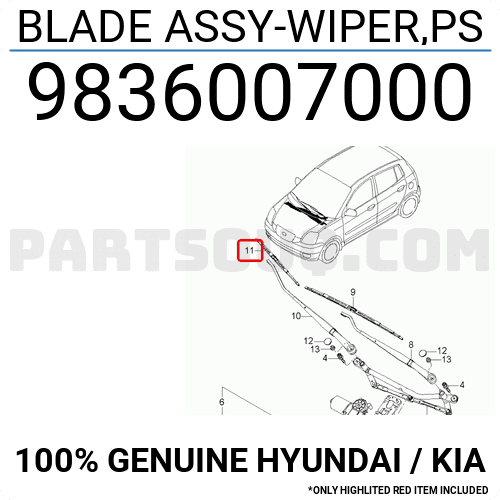 Lưỡi Gạt Mưa 40Cm Kia Rio Mã phụ tùng 9836007000