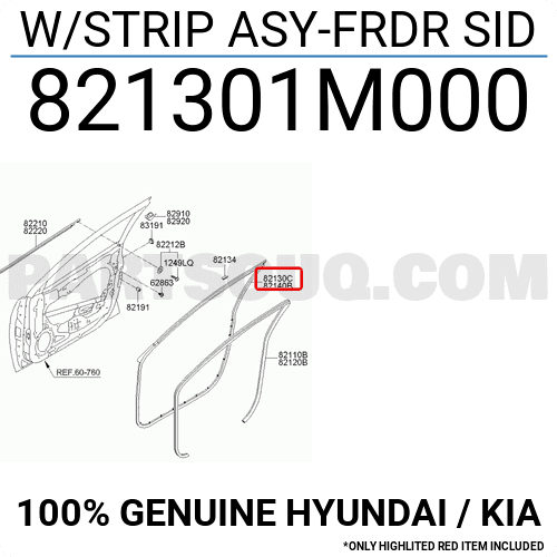 Gioăng Thành Cánh Cửa Trước Trái Kia Forte / Cerato Mã phụ tùng 821301M000