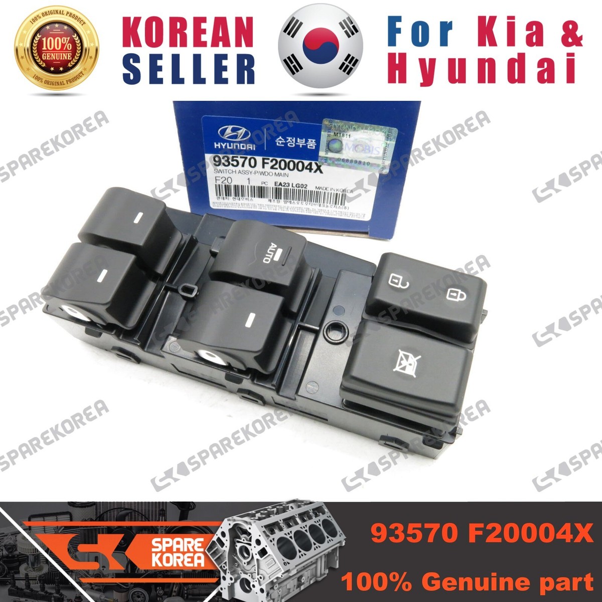 Cụm Công Tắc Lên Xuống Kính Tổng Kia Bongo Mã phụ tùng 935704E000F
