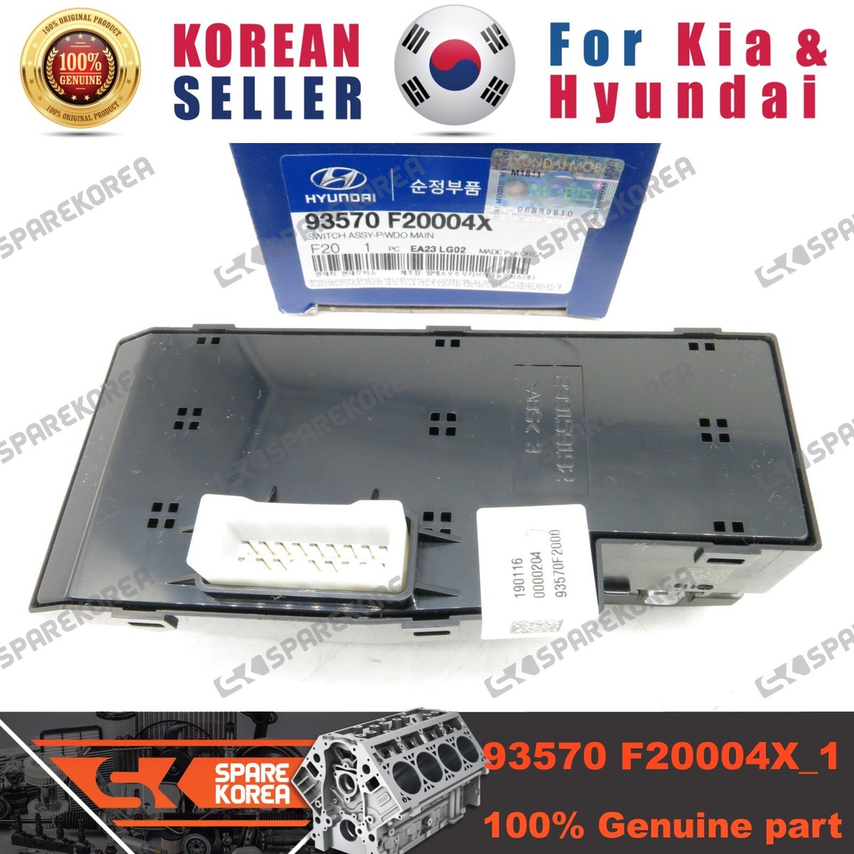 Cụm Công Tắc Lên Xuống Kính Tổng Kia Bongo Mã phụ tùng 935704E000F