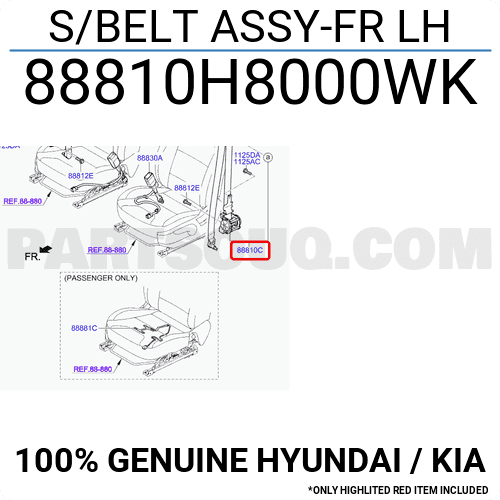 Dây Đai An Toàn Trước Trái Kia Rio Mã phụ tùng 88810H8000WK