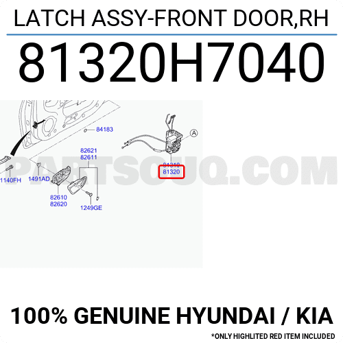Ổ Khóa Ngậm Cánh Cửa Trước Phải Kia Rio Mã phụ tùng 81320H8040