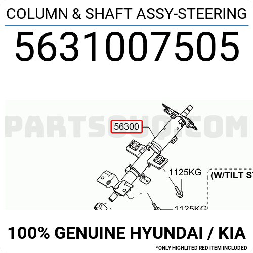 Cơ Cấu Điều Khiển Lái Điện Kia Morning / Picanto Mã phụ tùng 5631007505