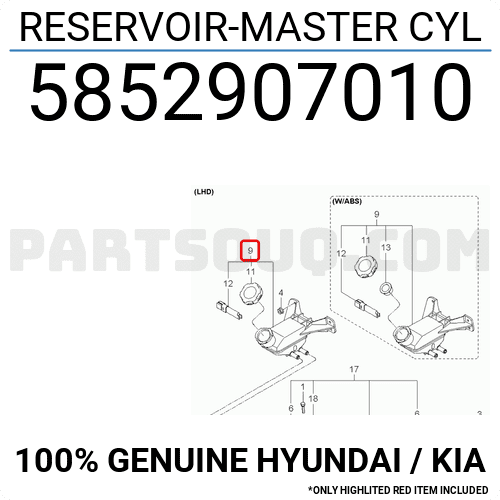 Bình Dầu Trợ Lực Phanh Kia Morning / Picanto Mã phụ tùng 5852907010