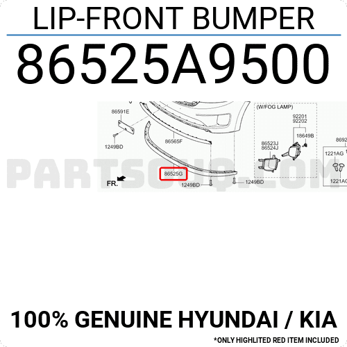 Viền Cản Trước Kia Grand Sedona Mã phụ tùng 86525a9500