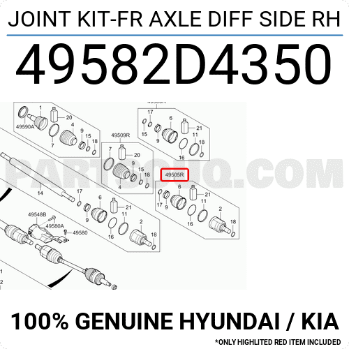 Đầu Láp Trong Trái At 1.7 Kia Carens / rondo Mã phụ tùng 49582A4350