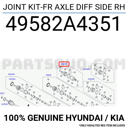 Đầu Láp Trong Phải Mt 1.7 Kia Carens / rondo Mã phụ tùng 49582A4351