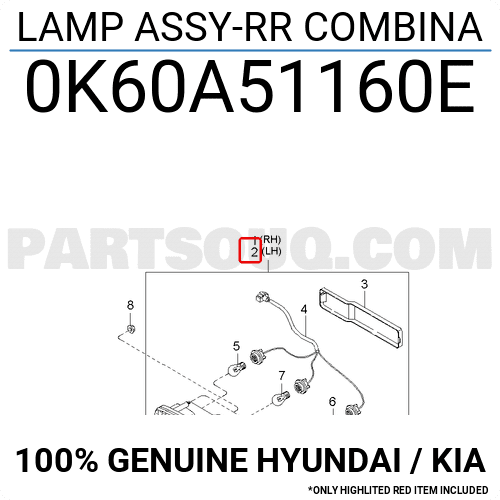 Đèn Hậu Trái Kia Frontier OEM 0K60A51160D-OE