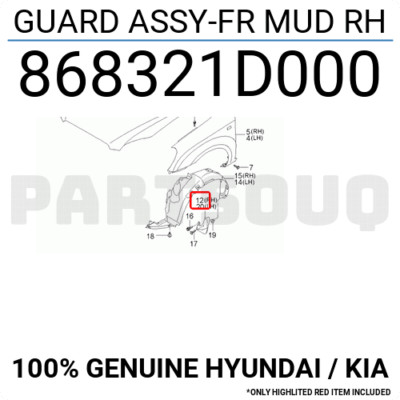 Chắn Bùn Bánh Trước Phải Kia Carens / rondo Mã phụ tùng 868321D000