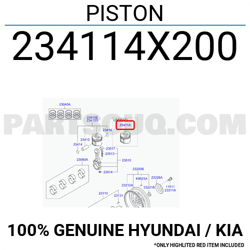 Piston Kia Bongo Mã phụ tùng 234114X200
