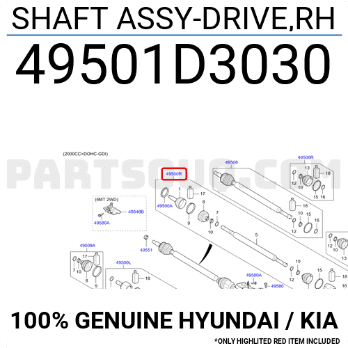 Cây Láp Phải Kia Sportage Mã phụ tùng 49501D3030
