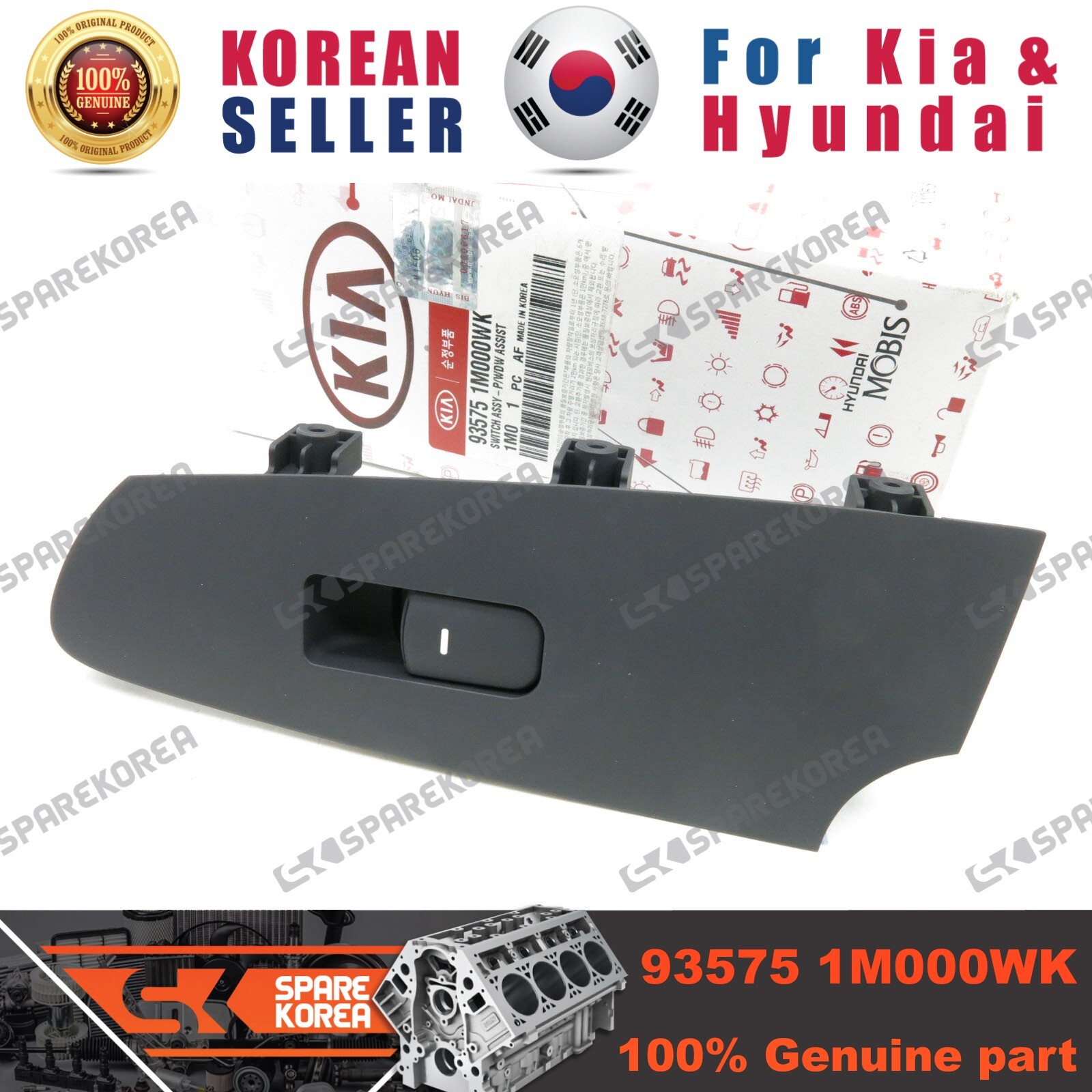 Công Tắc Lên Xuống Kính Cánh Cửa Trước Phải Kia Bongo OEM 935754E0205F-OE