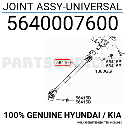 Các Đăng Lái Kia Morning / Picanto Mã phụ tùng 5640007600