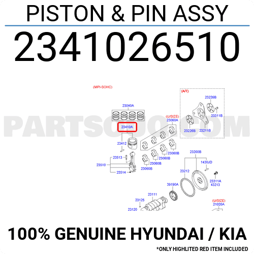 Piston Cos 0 Kia Rio Mã phụ tùng 2341026510