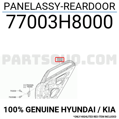 Cánh Cửa Sau Trái Kia Rio Mã phụ tùng 77003h8000