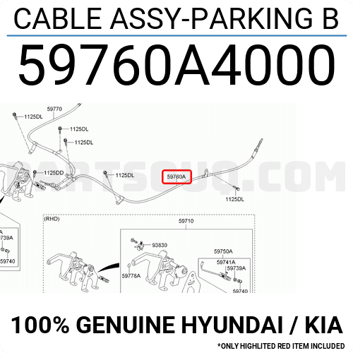 Cáp Phanh Tay Trái Kia Carens / rondo Mã phụ tùng 59760A4000