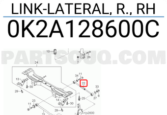 Thanh Giằng Ngang Cầu Sau Phải Kia Spectra Mã phụ tùng 0K2A128600C