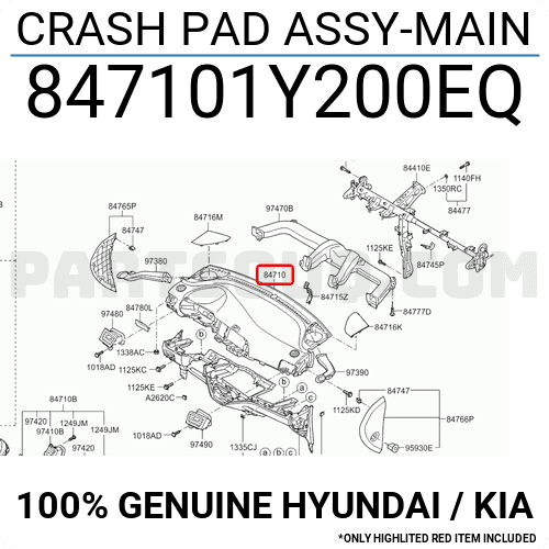Bảng Táp Lô Màu Đen Kia Morning / Picanto Mã phụ tùng 847101Y200EQ