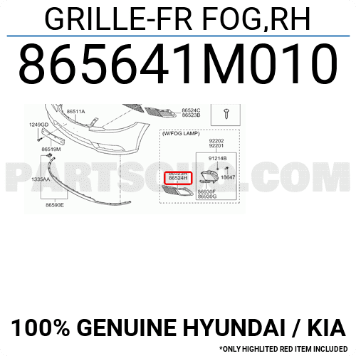 Ốp Đèn Gầm Phải Kia Forte / Cerato Mã phụ tùng 865641M010