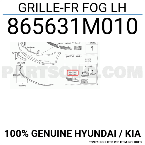 Ốp Đèn Gầm Trái Kia Forte / Cerato Mã phụ tùng 865631M010