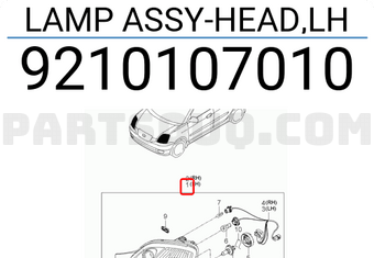 Đèn Pha Trái Kia Morning / Picanto Mã phụ tùng 9210107010
