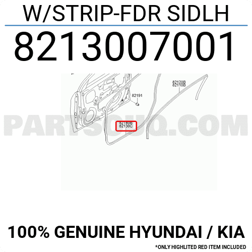 Gioăng Cánh Cửa Trước Trái Kia Morning / Picanto Mã phụ tùng 8213007001
