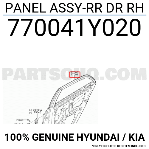 Cánh Cửa Sau Phải Kia Morning / Picanto Mã phụ tùng 770041Y020