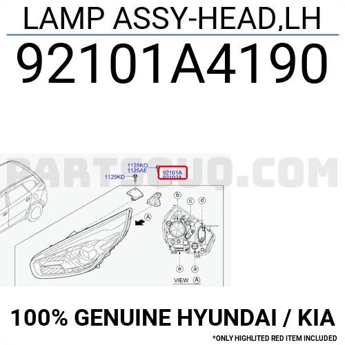 Đèn Pha Trái Kia Carens / rondo Mã phụ tùng 92101A4190-OLD