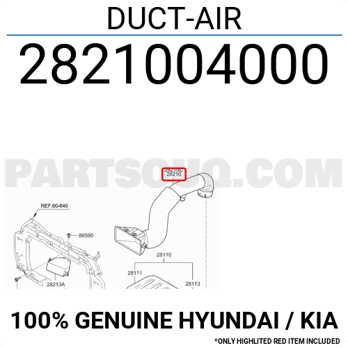 Ống Lấy Gió Vào Hộp Lọc Gió Kia Morning / Picanto Mã phụ tùng 2821004000